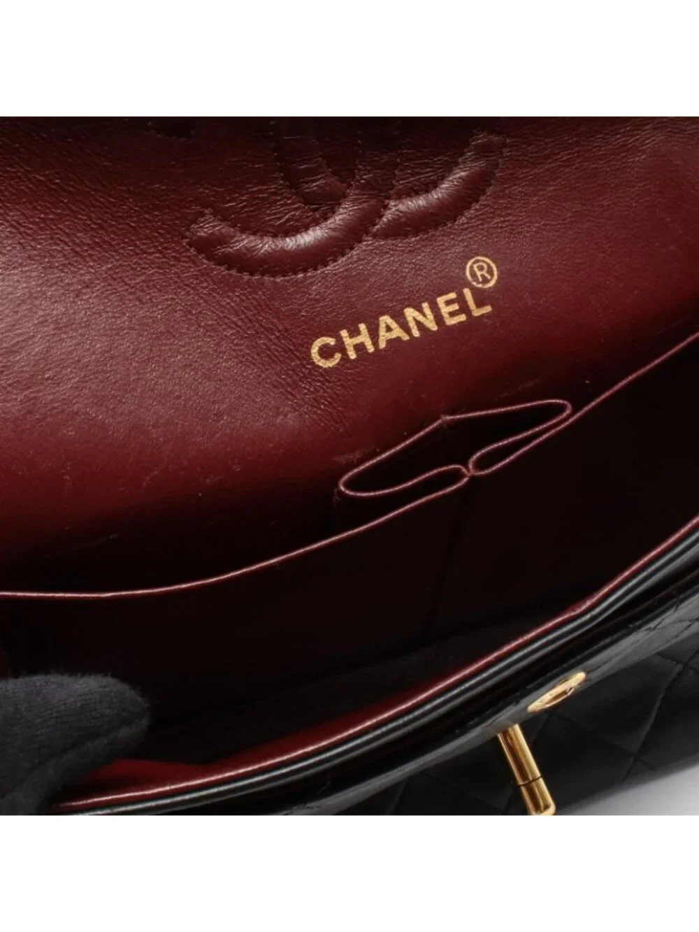 Chanel Shoulder Bag Quilted Double Flap Black Lambskin Chain